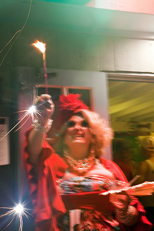 Drag queen Charity performing in Cherry Grove on Fire Island, photographed by koitz Photography.