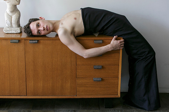 Brock in a dress as furniture. Photograph by koitz.