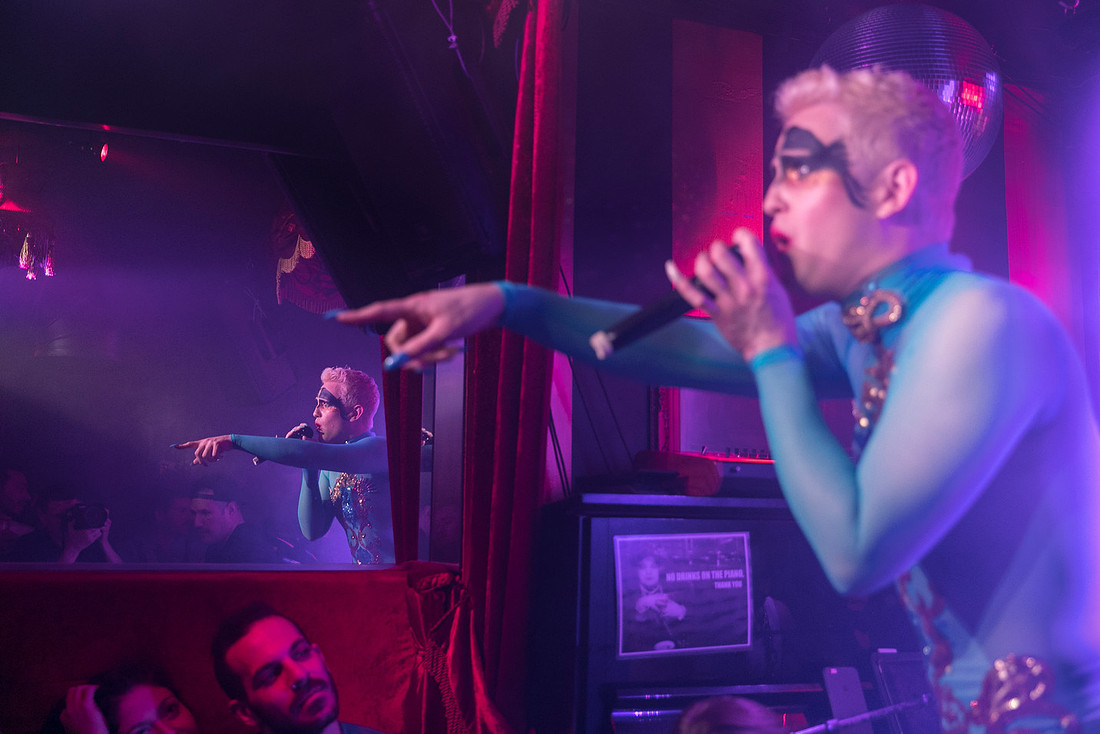Tyler Ashley hosts Mary Cabaret at Club Cumming in New York, photographed by koitz Photography in the city’s vibrant cabaret and nightlife scene.