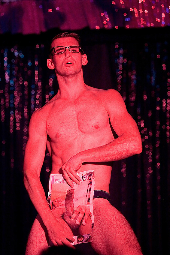 Go-Go Harder performing in a boylesque show on stage at the Ice Palace in Cherry Grove, Fire Island.