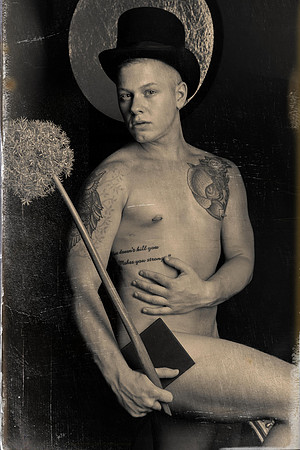 Vintage-style portrait of Leo in a fine art queer photography series by koitz.