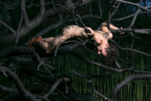 Brock Hanging from Burnt Branches in the Meat Rack, Fire Island | koitz Photography
