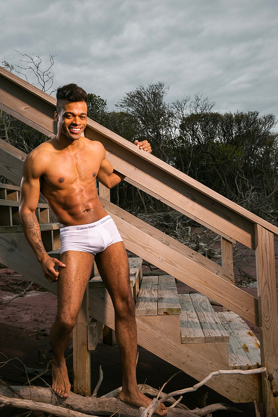 Male Model in his Underwear Photographed by koitz on Fire Island for Underwear Party Flyer