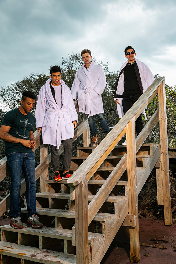 Male modes lighting test on Fire Island for Underwear Party Flyers