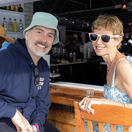 Keith Starkey and artist Vick Heller in Cherry Grove, Fire Island`